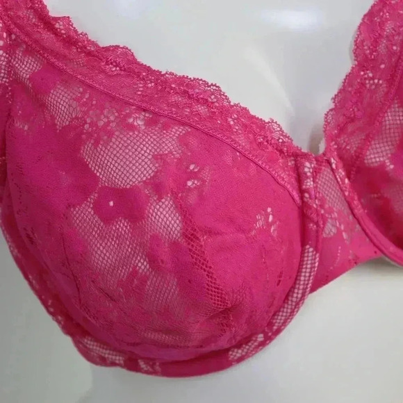 Cacique hot pink lace underwire bra size 38DD - Picture 4 of 11